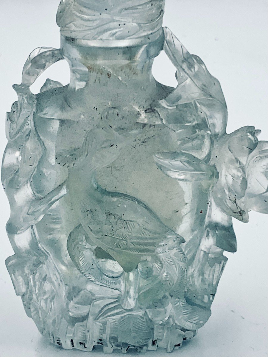 Petit Vase Couvert - Cristal De Roche à Décor En Relief - Chine - 20ème Siècle. -photo-3