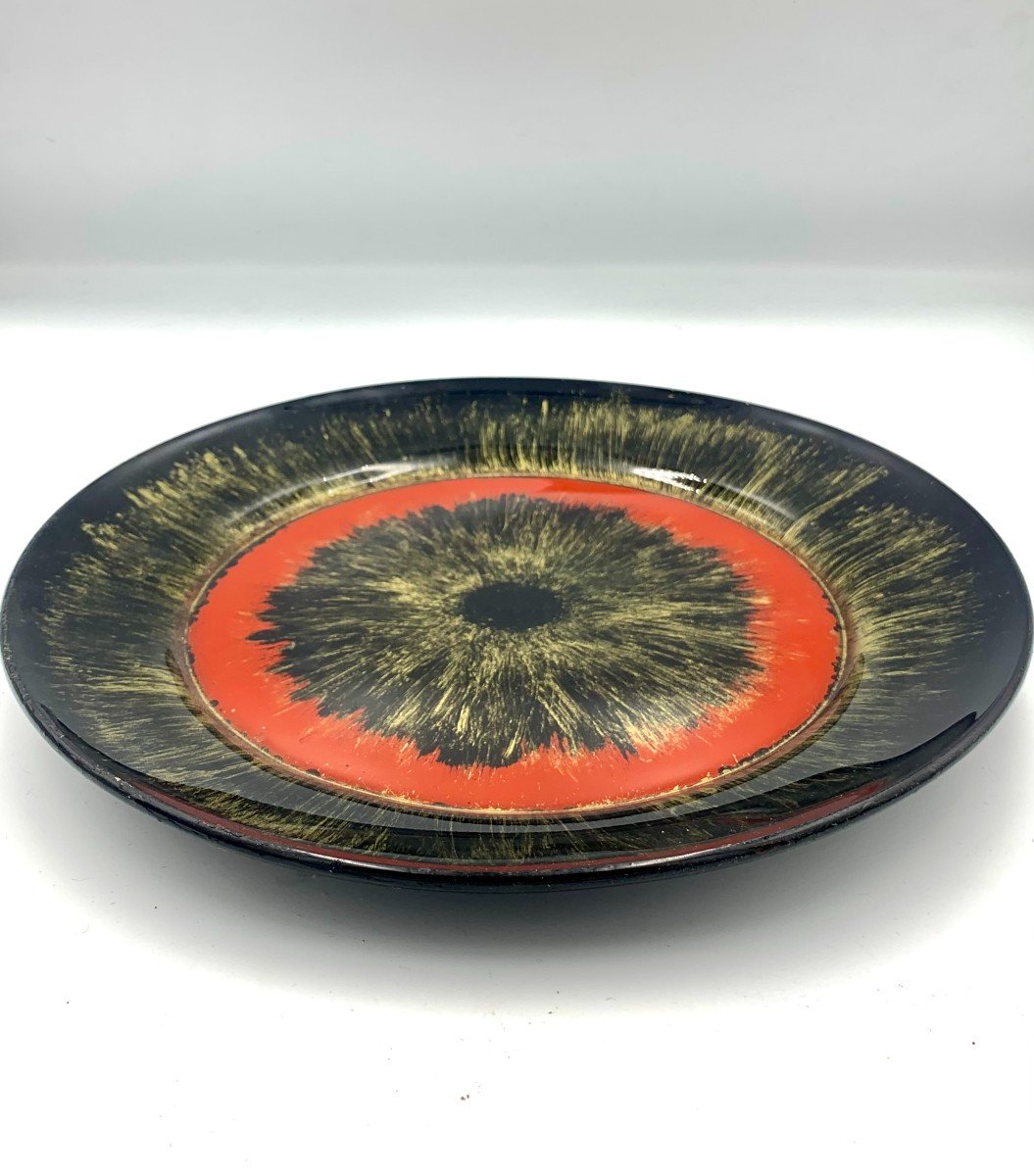  Assiette En Verre Coloré Monogrammée Au Revers - C. 1940-1950