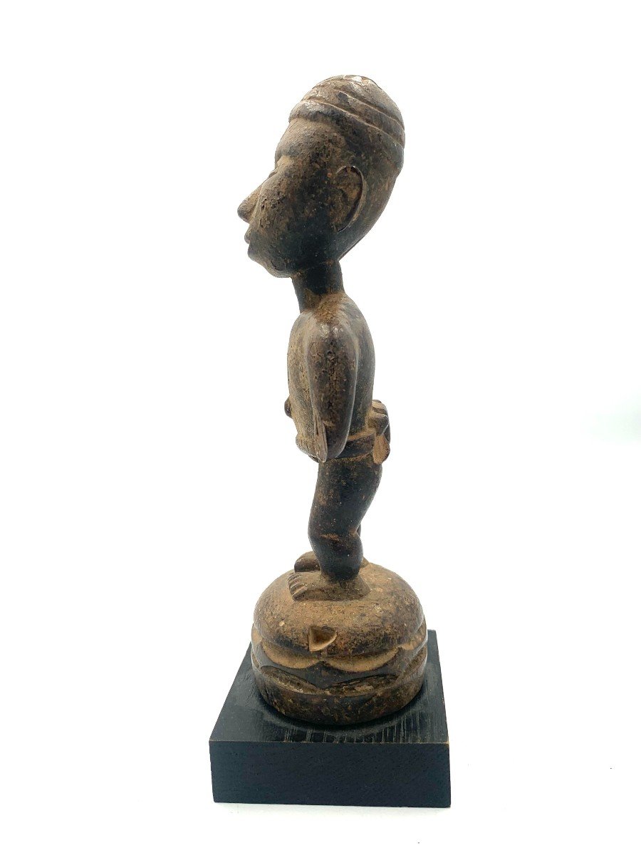 Statuette Représentant Un Personnage Au Chapeau - Bois Sculpté - Congo - 20ème Siècle-photo-4