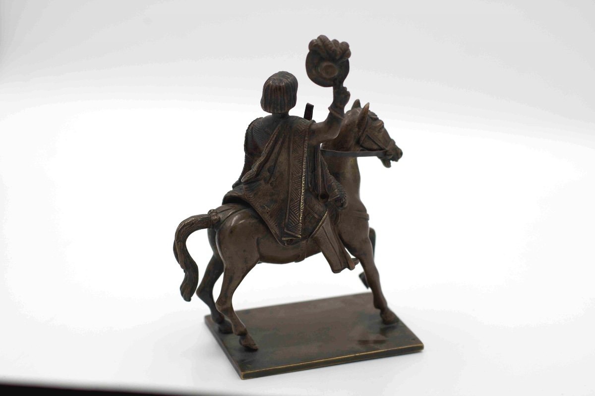 19th Century Bronze Statue Of A Saluting Horseman -photo-3