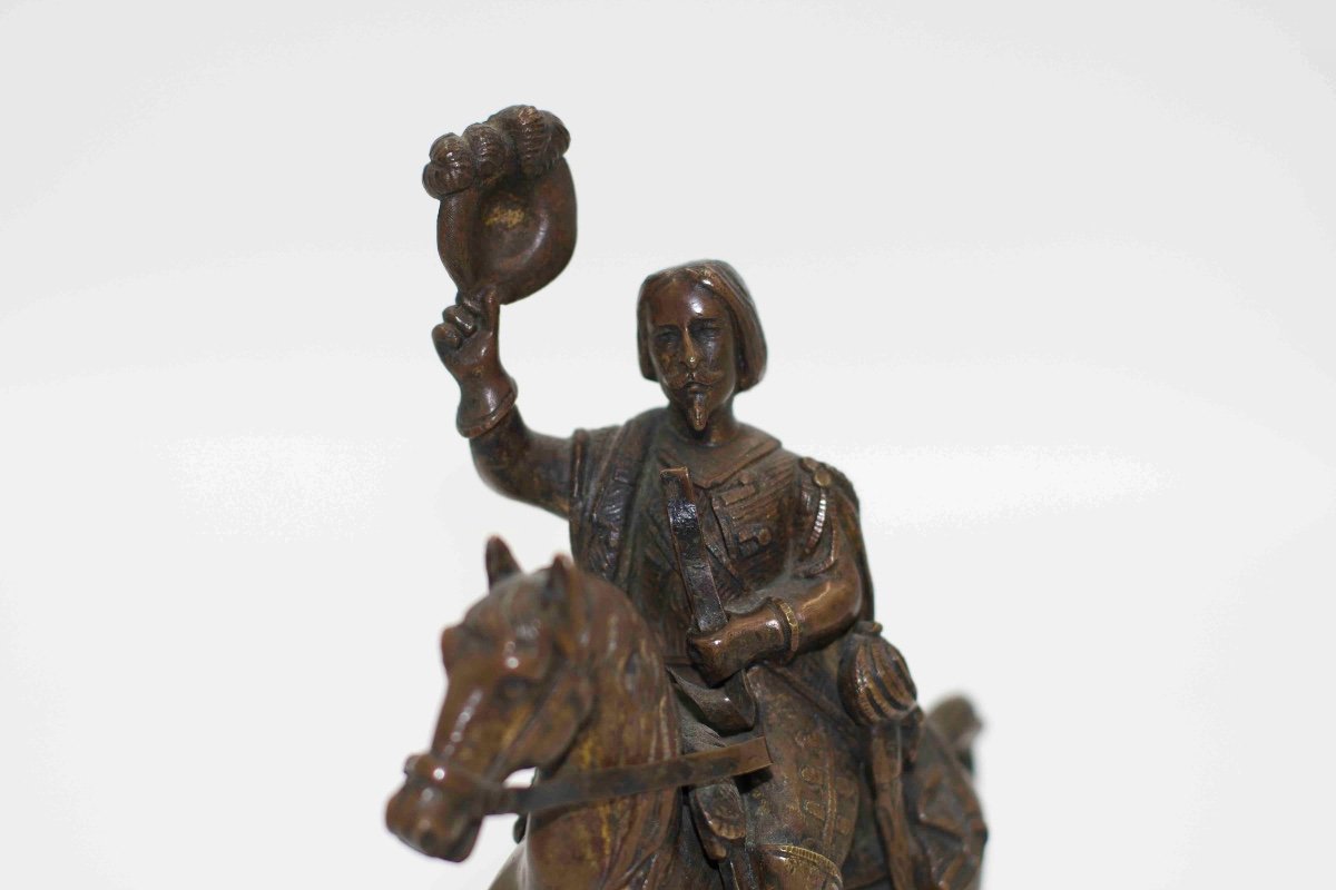 19th Century Bronze Statue Of A Saluting Horseman -photo-4