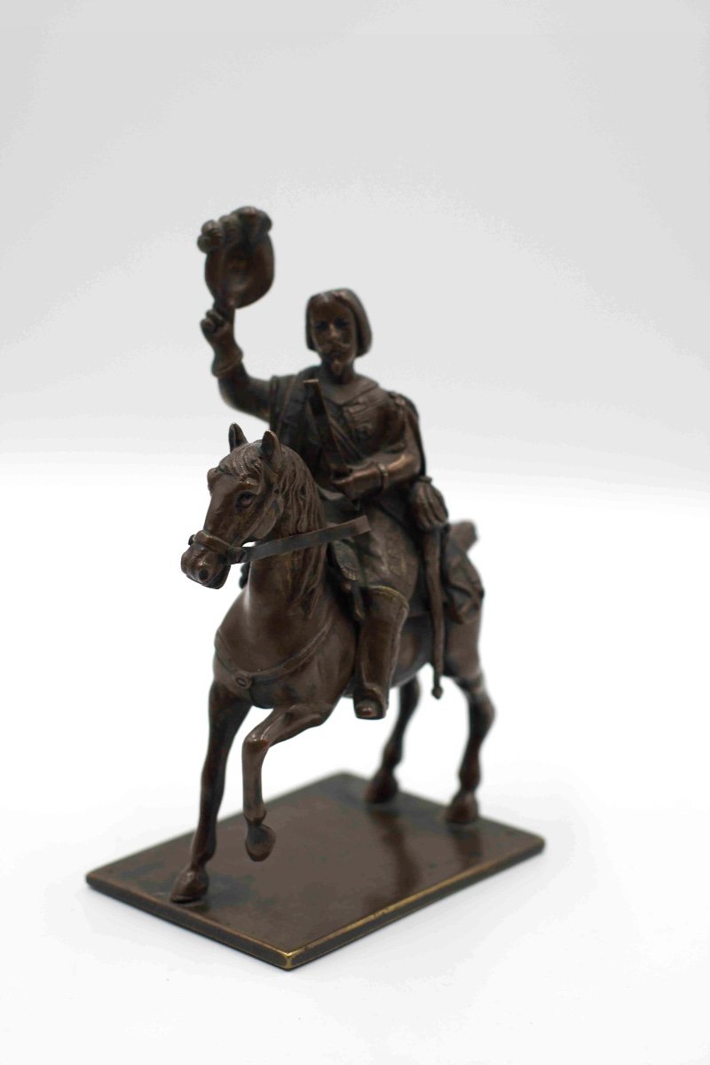 19th Century Bronze Statue Of A Saluting Horseman -photo-1