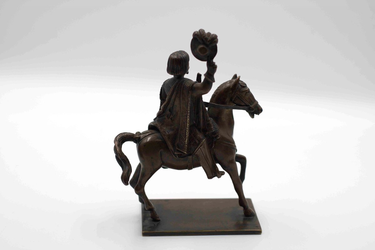 19th Century Bronze Statue Of A Saluting Horseman -photo-4