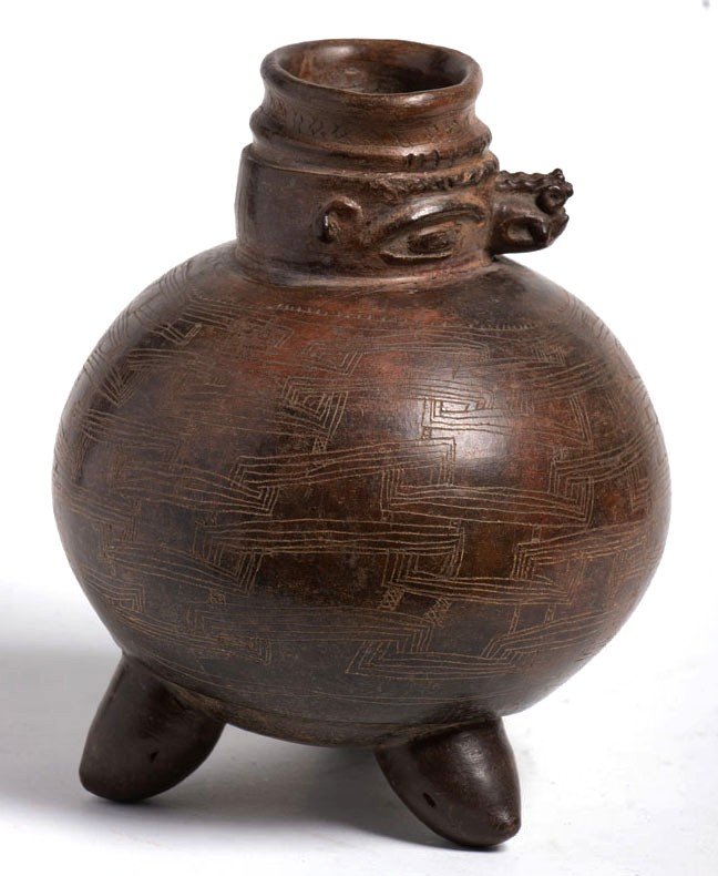 Tairona Culture - Anthropomorphic And Zoomorphic Tripod Vase - Colombia, 800-1200 Ad
