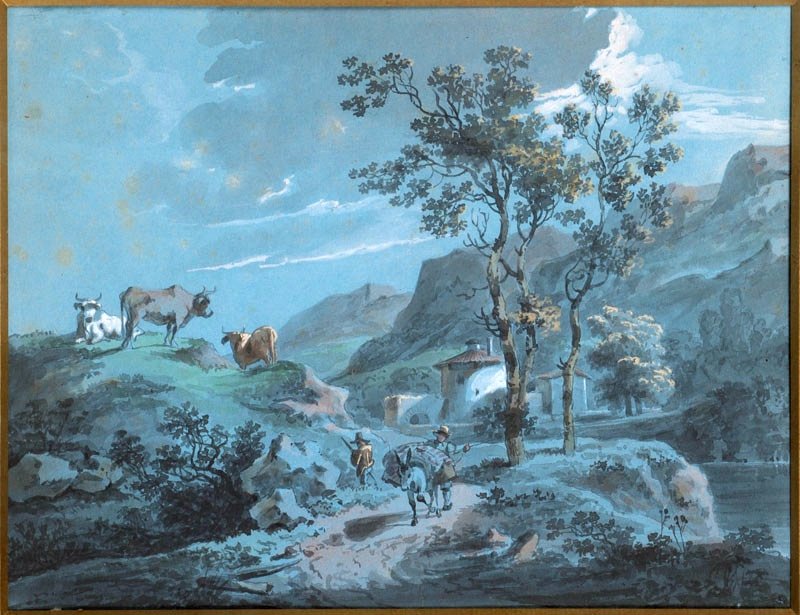French School Of The First Half Of The 19th Century - Animated Mountain Landscape-photo-2