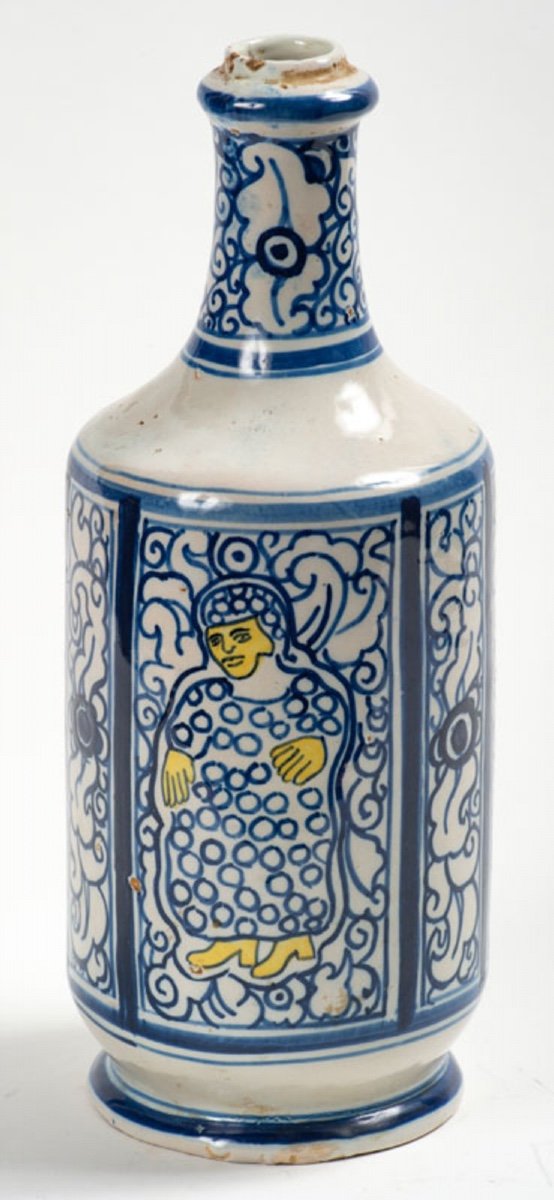 Maghreb 20ème Siècle - Vase Bouteille à Décor Végétal Et De Personnages-photo-2