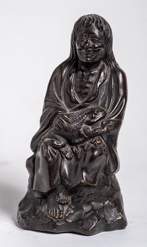 Japan 18th - Statuette Representing A Japanese Ascetic And A Toad. 