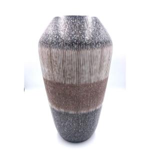 Germany, Circa 1950/60 - "tunis" Vase In Beige And Gray Marbled Wächtersbach Ceramic