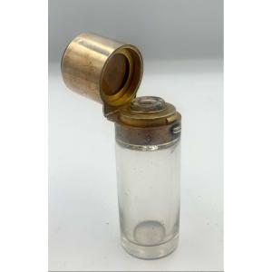 W. Leuchars - Silver And Vermeil Mounted Cylindrical Crystal Perfume Bottle - 1880