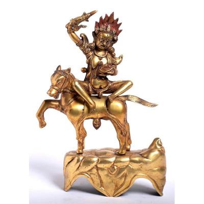 Tibet 18th - 19th Century - Palden Lhamo On Her Mule - China Tibetan Chinese Art