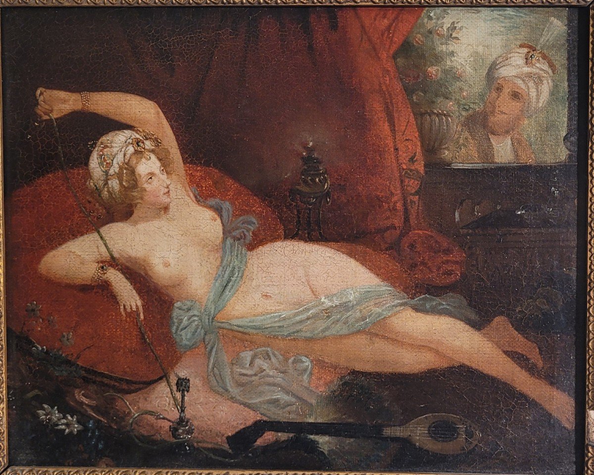 Tableau Orientaliste Odalisque Huile Sur Toile XIX ème