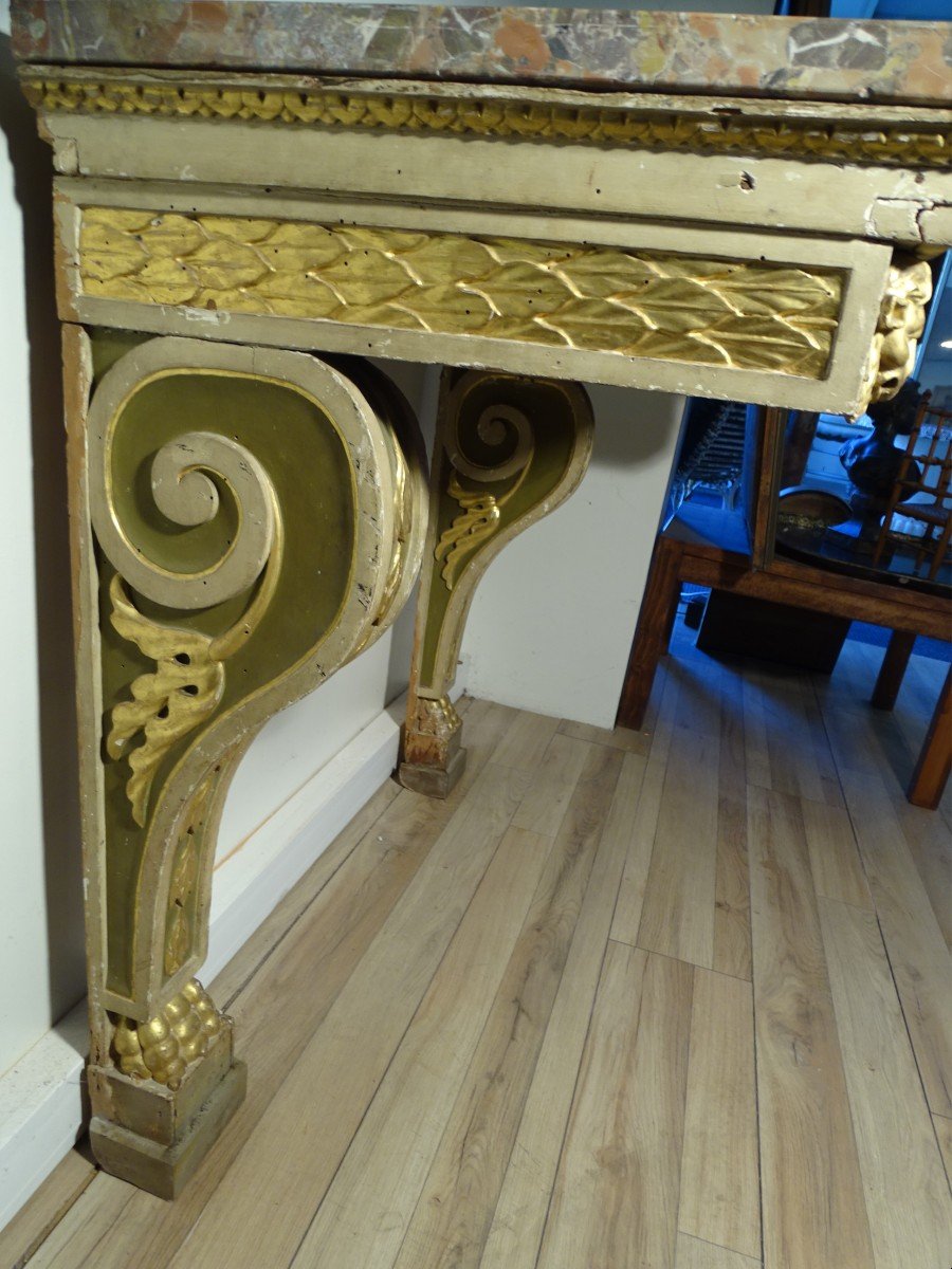 Console In Painted And Gilded Wood Italy Late 18th Century -photo-2