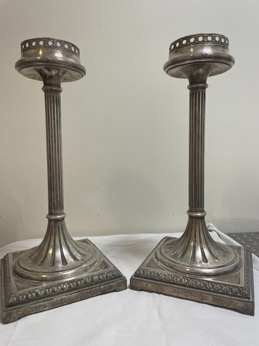 Pair Of Silver Metal Ashtray Holders From Hotel Ruhl-photo-4