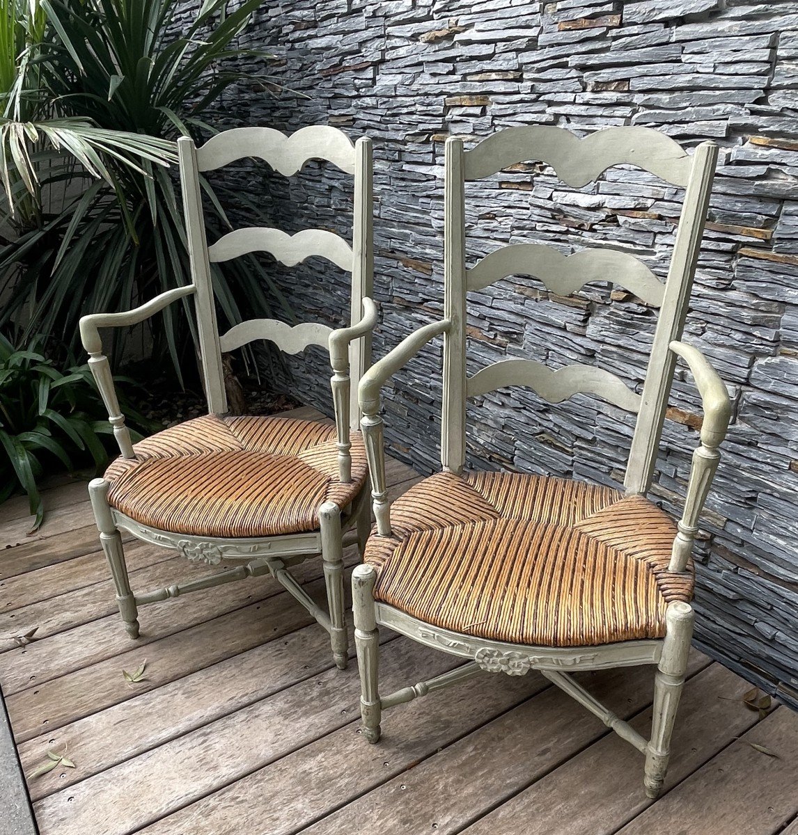 Pair Of Provençal Straw Armchairs, Late 18th Century-photo-4