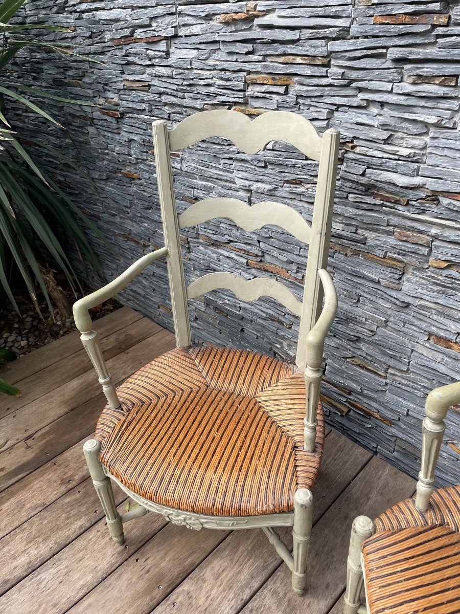 Pair Of Provençal Straw Armchairs, Late 18th Century-photo-1