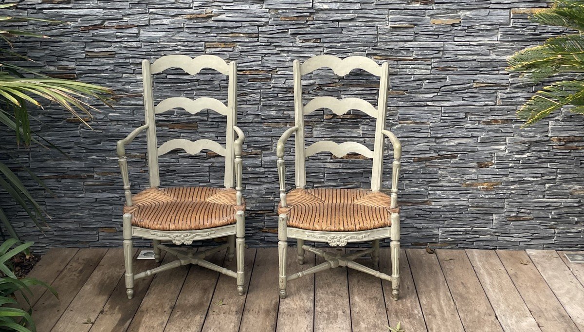 Pair Of Provençal Straw Armchairs, Late 18th Century-photo-2