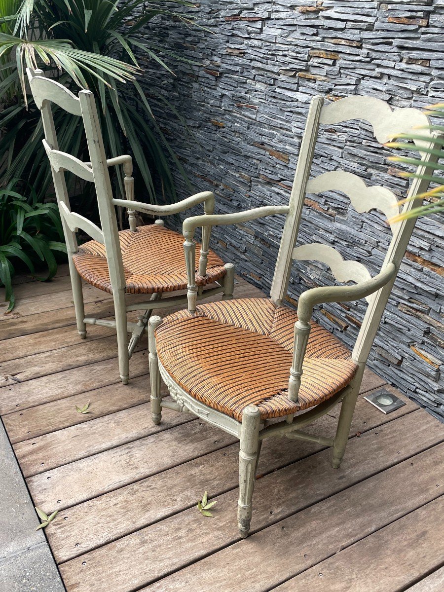 Pair Of Provençal Straw Armchairs, Late 18th Century-photo-4