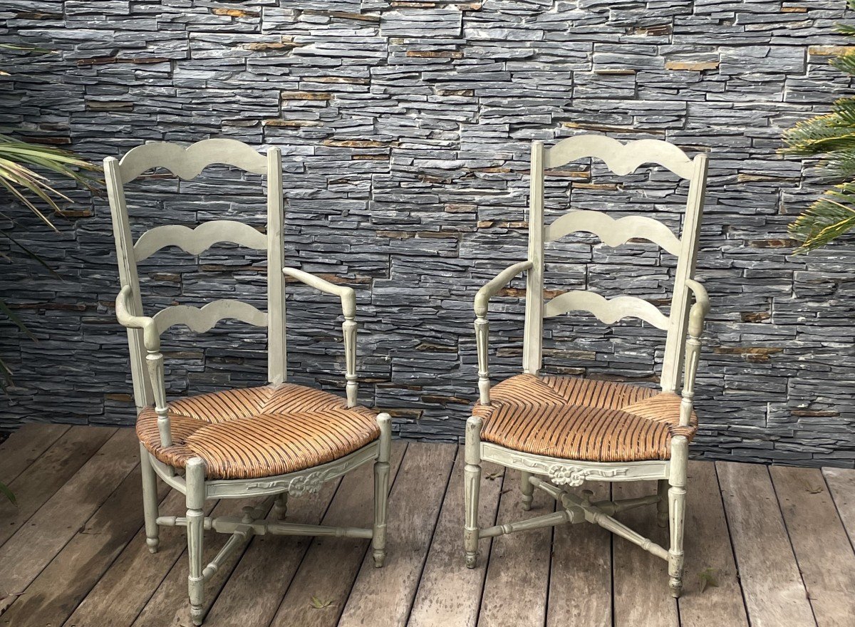 Pair Of Provençal Straw Armchairs, Late 18th Century