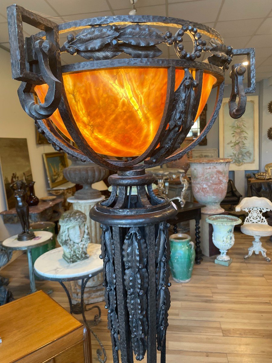 Art Deco Wrought Iron Floor Lamp-photo-2