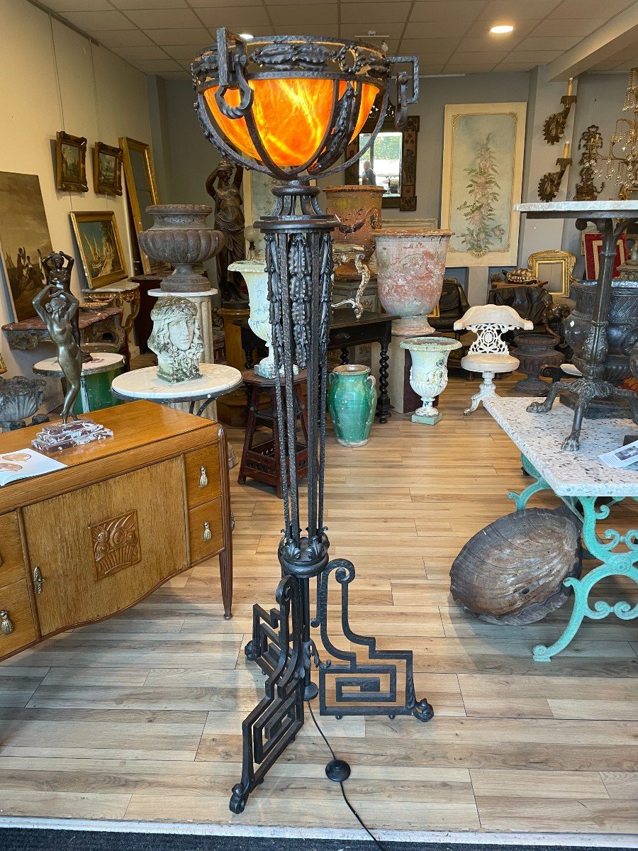 Art Deco Wrought Iron Floor Lamp