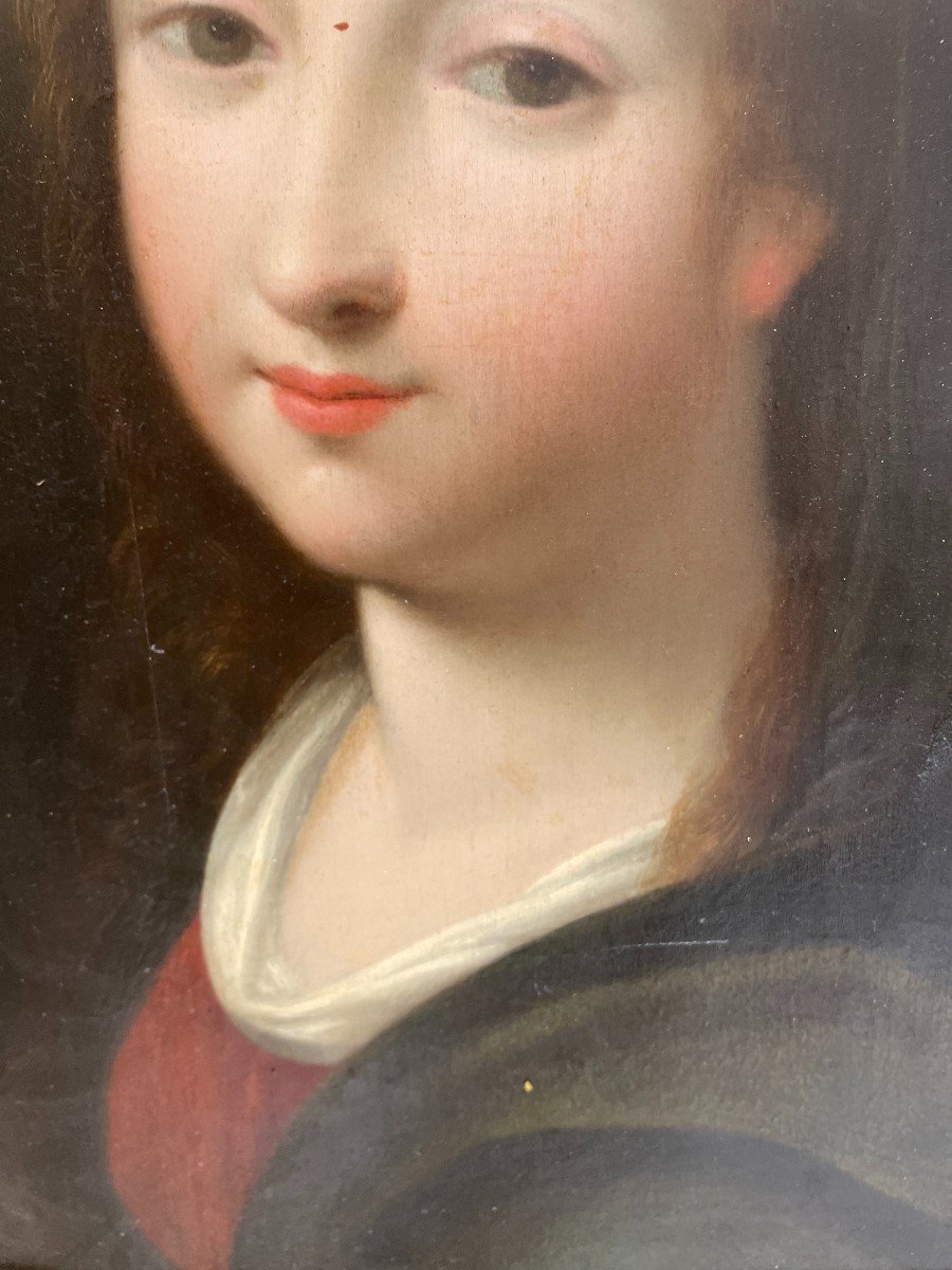 Tableau Portrait d' une Jeune Fille XVIII Siècle -photo-2