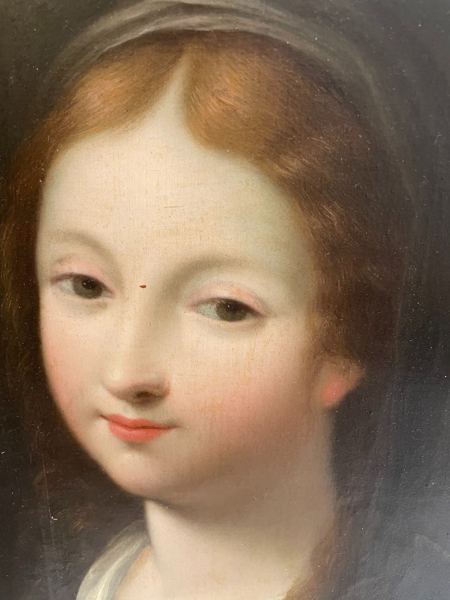 Tableau Portrait d' une Jeune Fille XVIII Siècle -photo-4