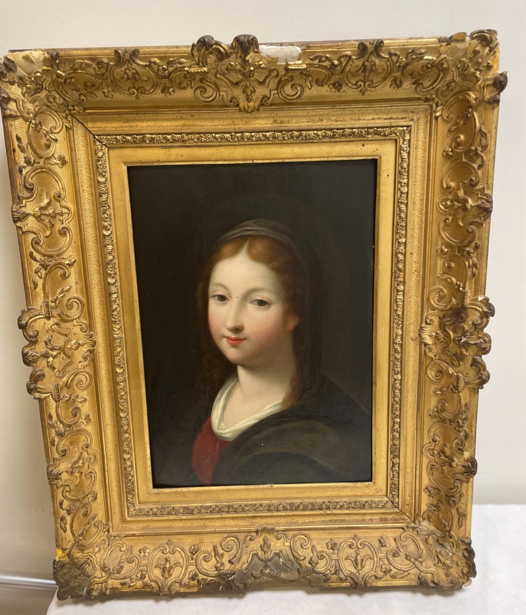 Tableau Portrait d' une Jeune Fille XVIII Siècle 