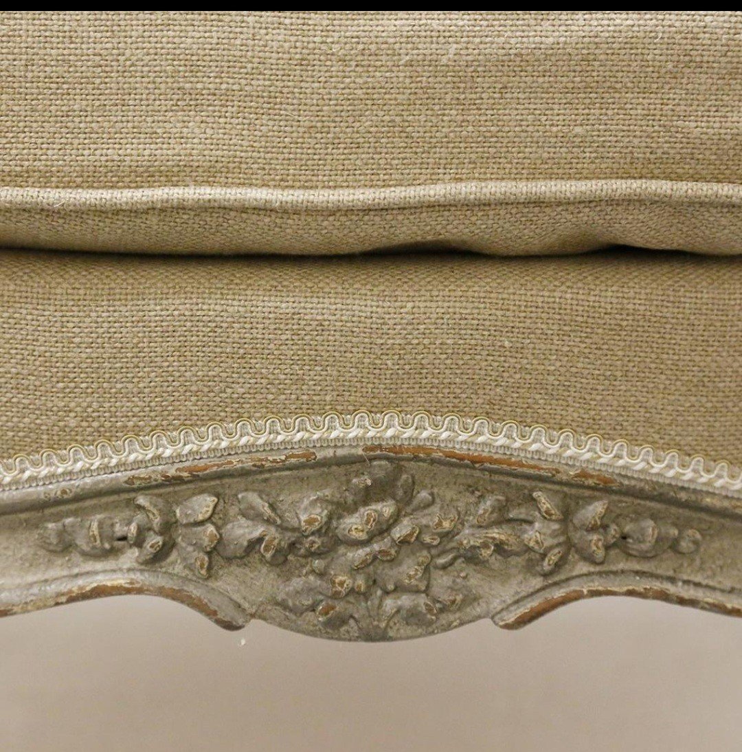 Paire de Bergères Peintes de Style Louis  XV époque XX ème-photo-3