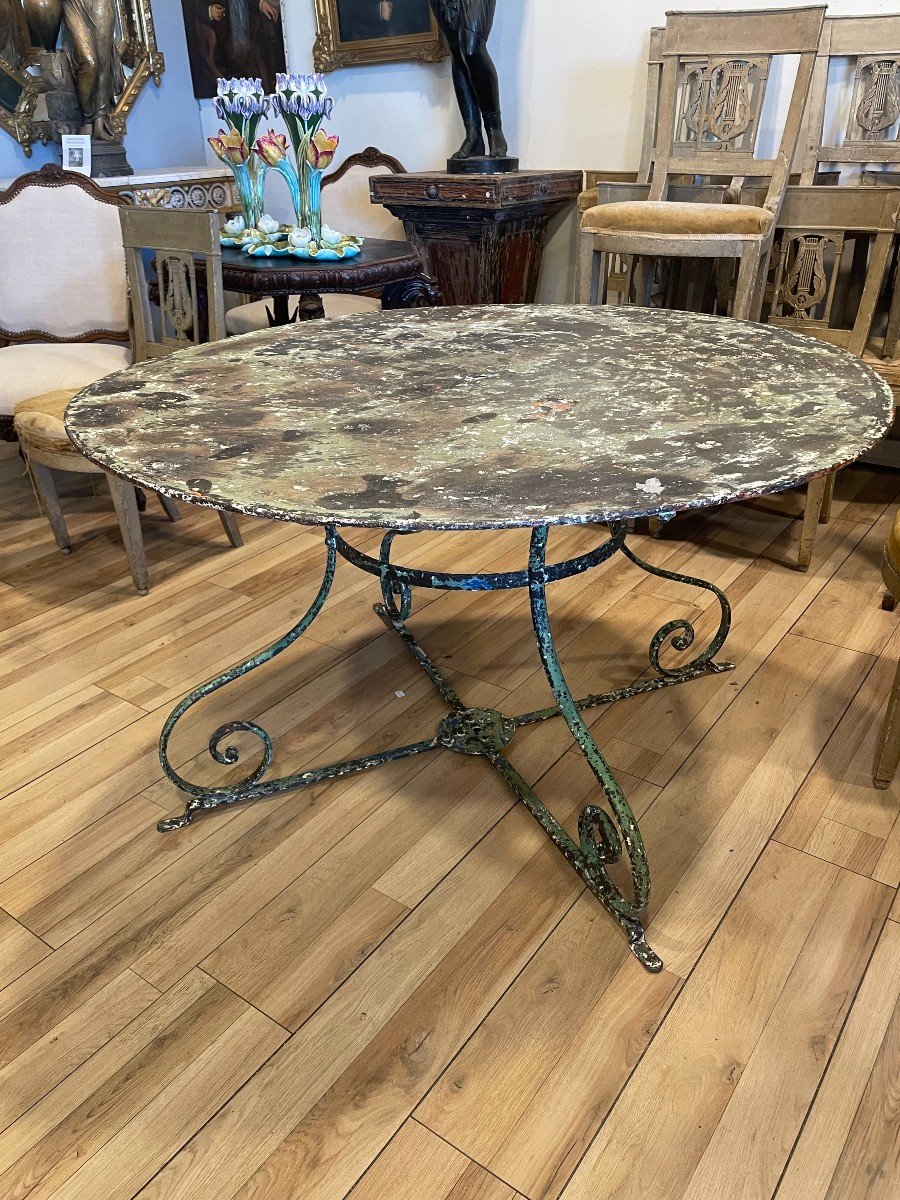 19th Century Garden Table With Beautiful Green Patina-photo-4