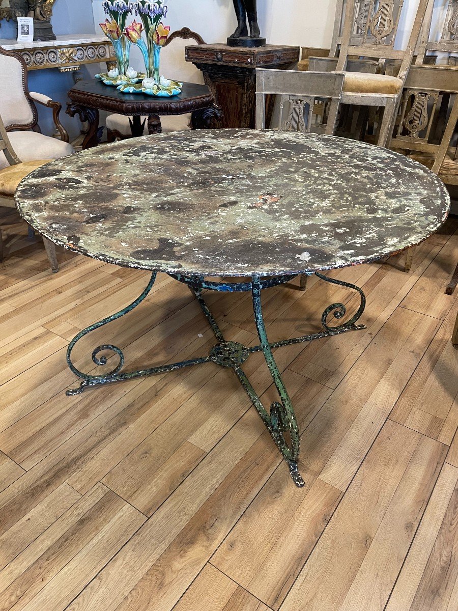 19th Century Garden Table With Beautiful Green Patina