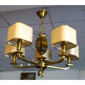 Brass Chandelier With Four Lights 60s/70s