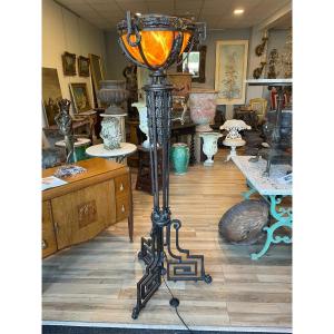 Art Deco Wrought Iron Floor Lamp