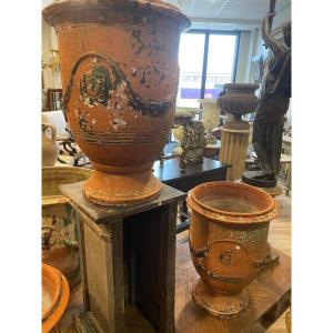 Three Anduze Terracotta Vases Signed Boisset Circa 1900