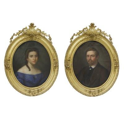 A Pair Of 19th Century Pastel Portraits