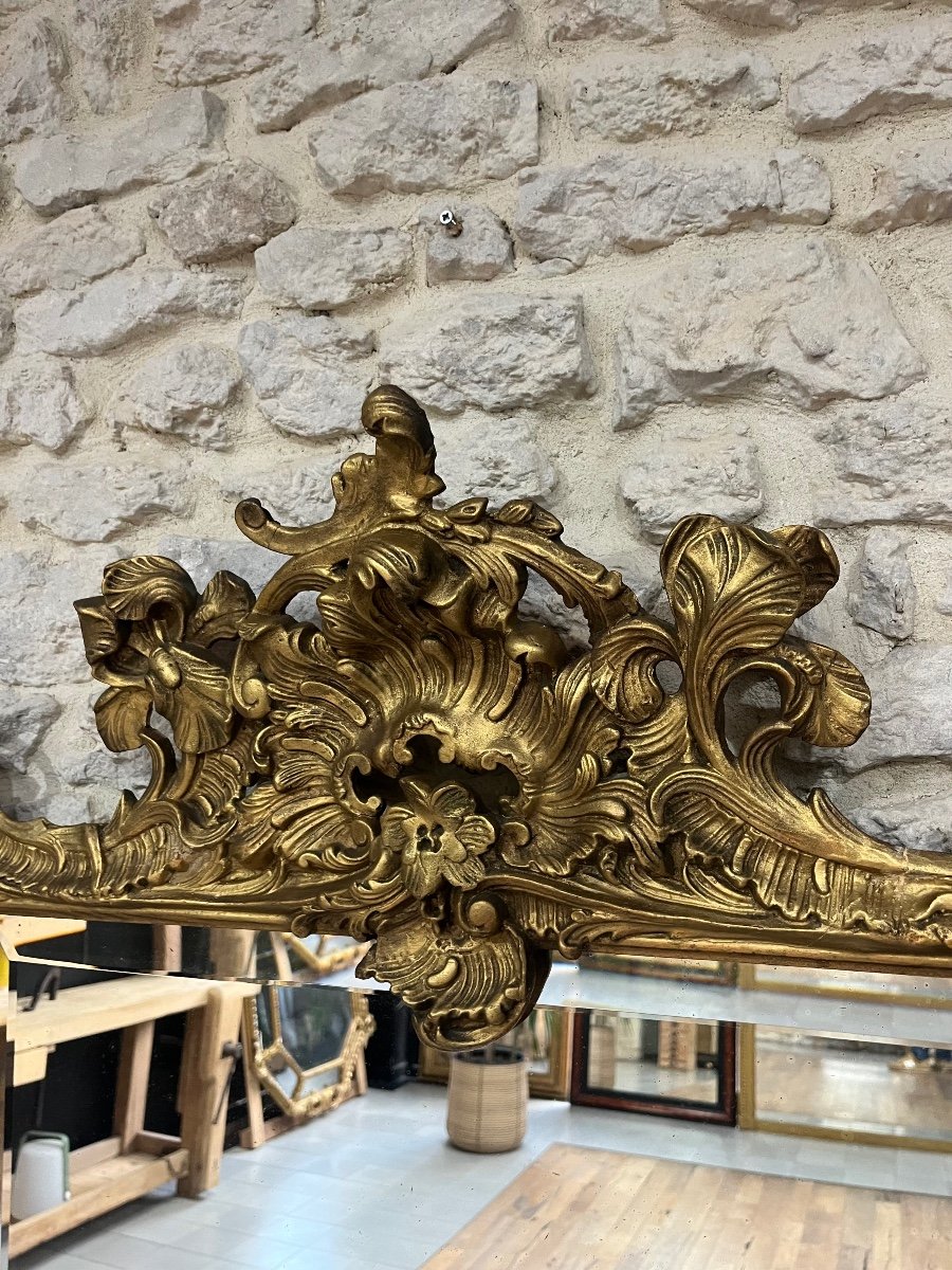 Antique Pediment Mirror 159cm/90.5cm Beveled Glass -photo-1