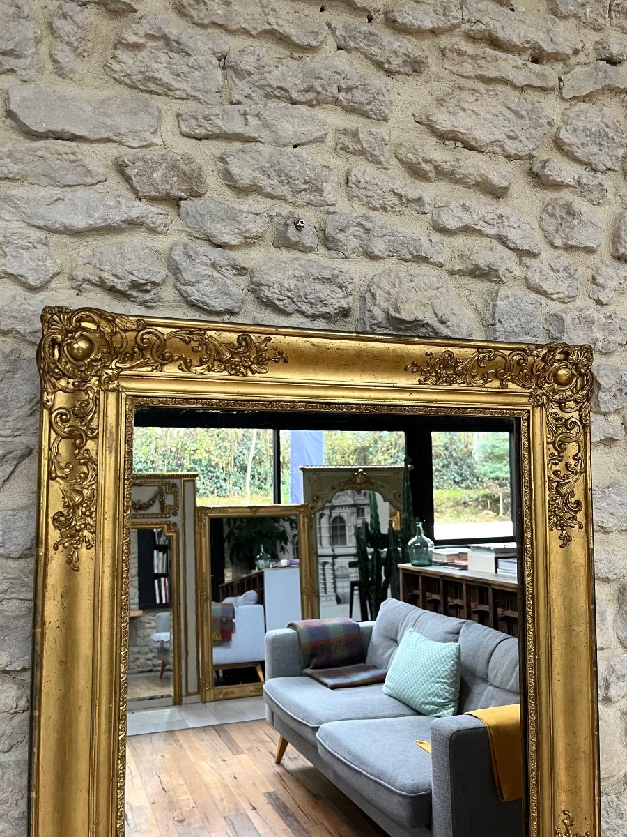 Old Empire Mirror Gilded With Gold Leaf 85.5cm/67.5cm Mercury Glass -photo-2