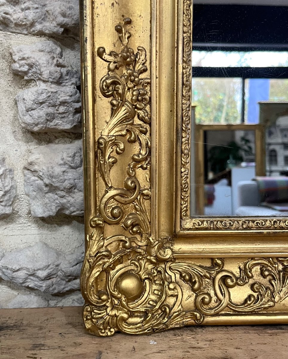 Old Empire Mirror Gilded With Gold Leaf 85.5cm/67.5cm Mercury Glass -photo-3