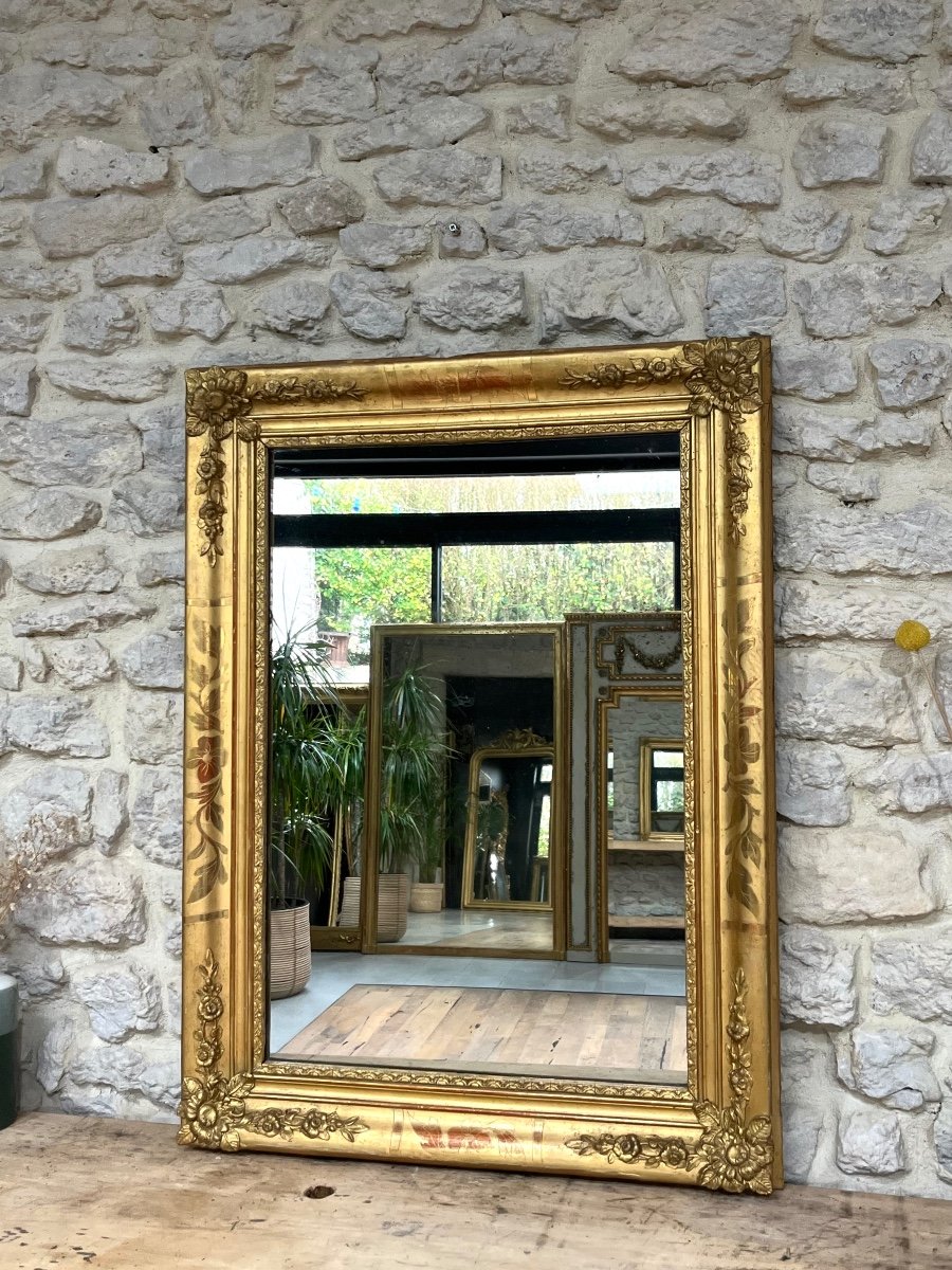 Antique Empire Period Mirror Gilded With Gold Leaf 85cm/63.5cm