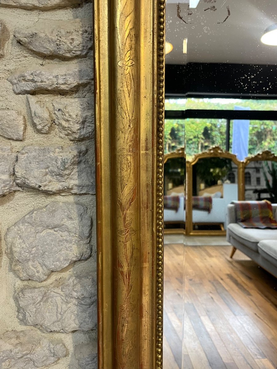 Antique Gold Leaf Gilded Mirror 159.5cm/98.5cm, Trumeau -photo-4