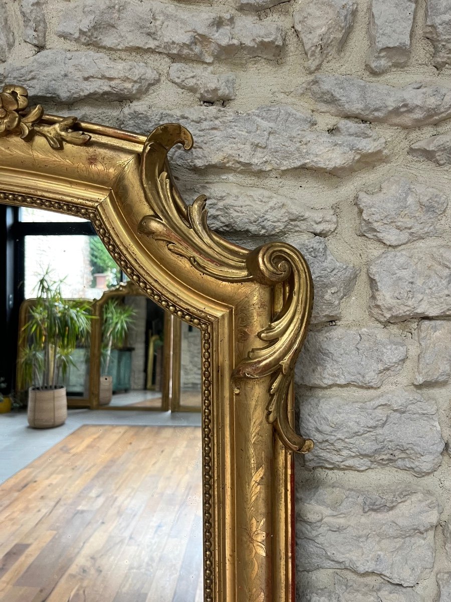 Gold Leaf Gilded Beaded Pediment Mirrors 154cm/98cm-photo-1