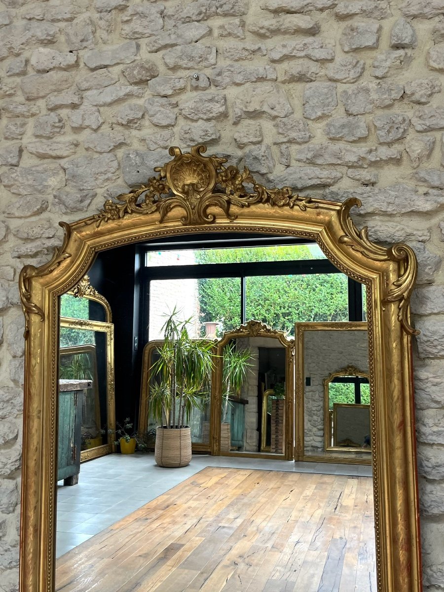 Gold Leaf Gilded Beaded Pediment Mirrors 154cm/98cm-photo-2