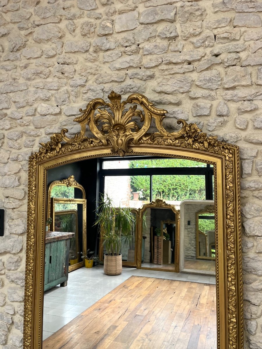 Antique Mirror 187cm/110.5cm With Pediment And Beading -photo-1