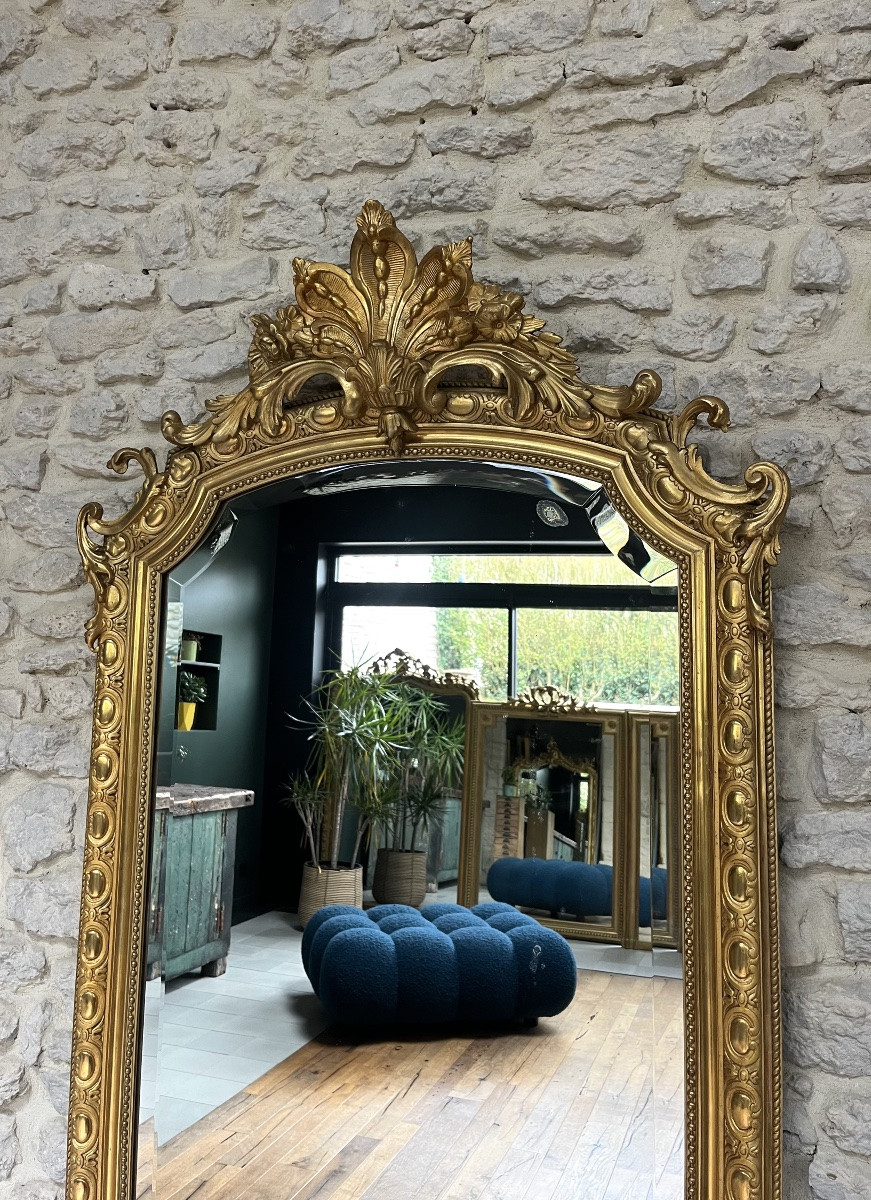 Antique Gold Leaf And Pearl Mirror 185.5cm/85cm Beveled Glass -photo-2