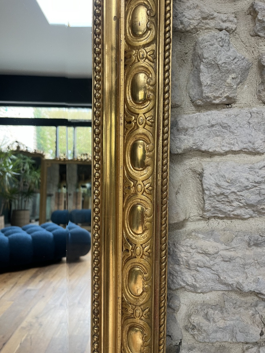 Antique Gold Leaf And Pearl Mirror 185.5cm/85cm Beveled Glass -photo-4