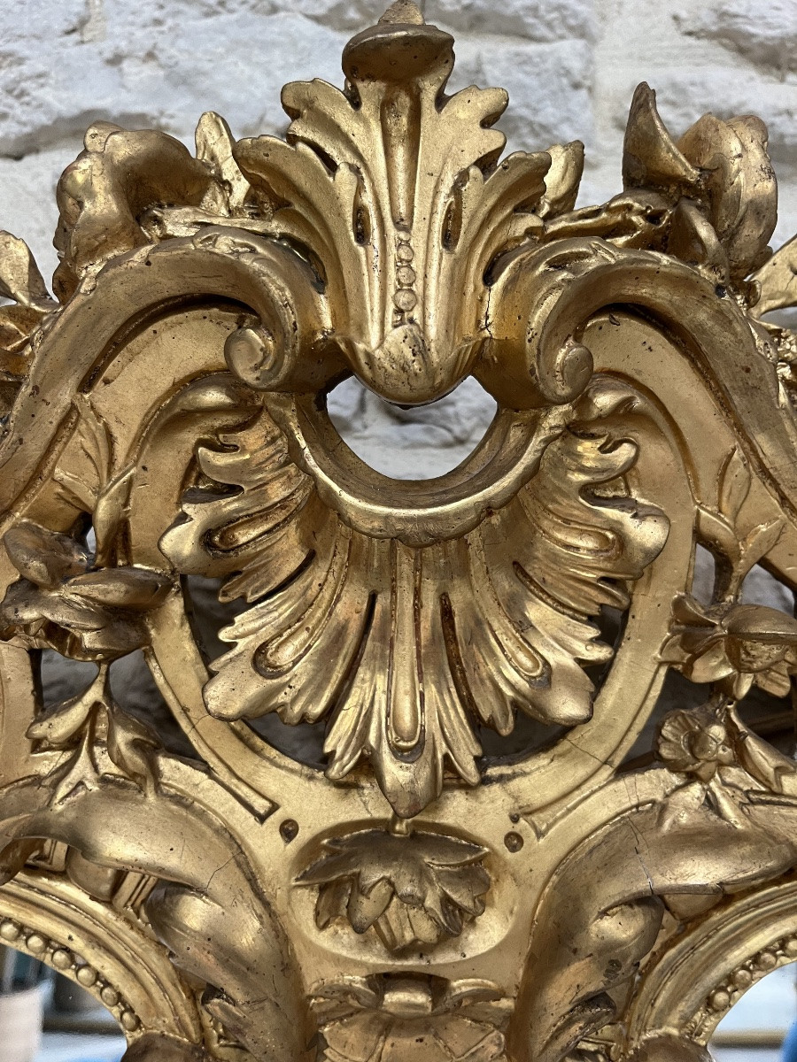 Antique Mirror With Pediments And Gold Leaf Beading 178cm/109.5cm-photo-6