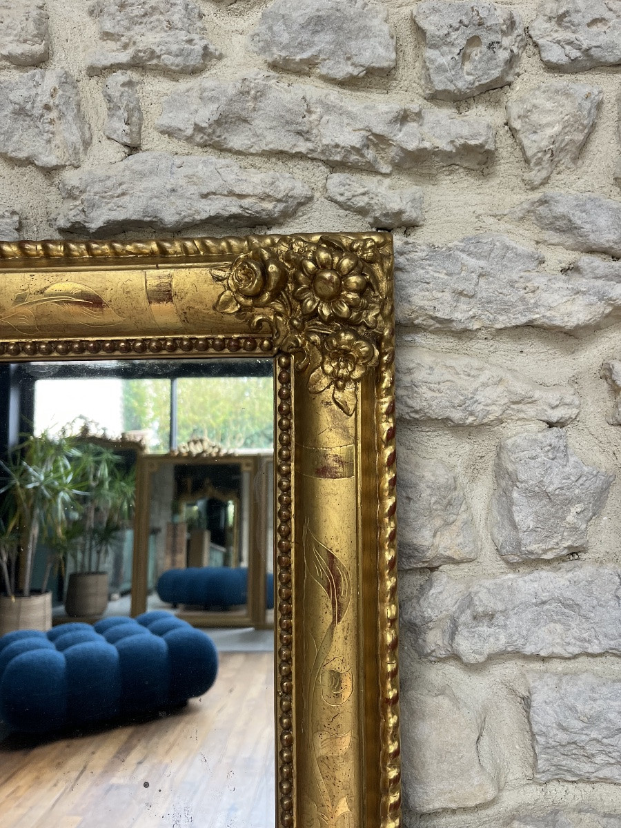 Antique Gold Leaf Gilded Mirror 142cm/79.5cm, Mercury Glass -photo-3