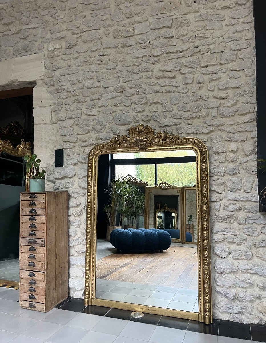 Louis-philippe Pediment And Beaded Fireplace Mirror 144.5cm/101.5cm-photo-2