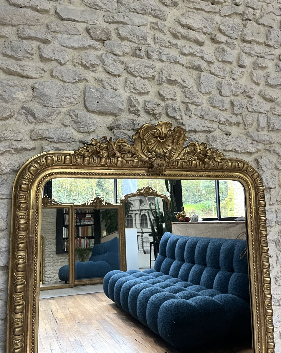 Louis-philippe Pediment And Beaded Fireplace Mirror 144.5cm/101.5cm-photo-3