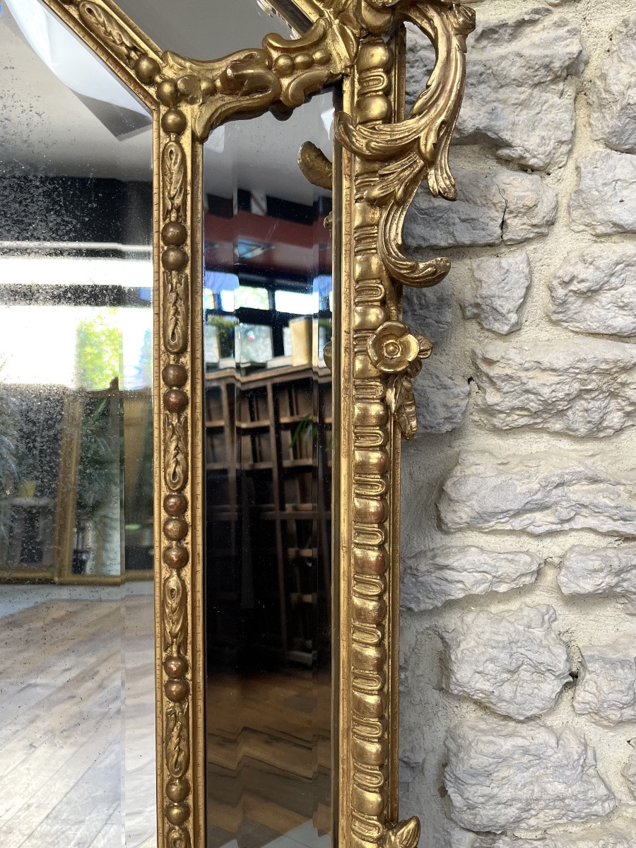 Antique Mirror With Gold Leaf Gilded Glazing Beads 142.5cm/105.5cm-photo-3