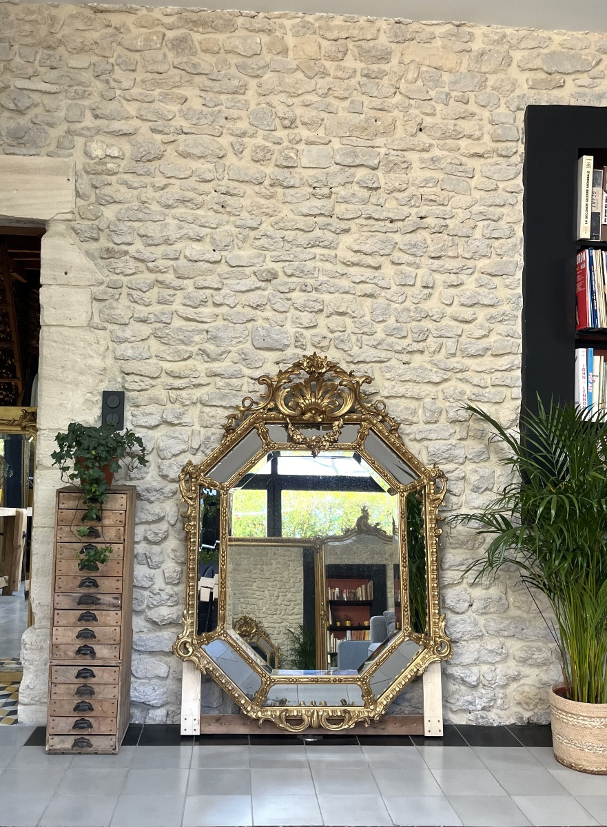 Antique Mirror With Gold Leaf Gilded Glazing Beads 142.5cm/105.5cm